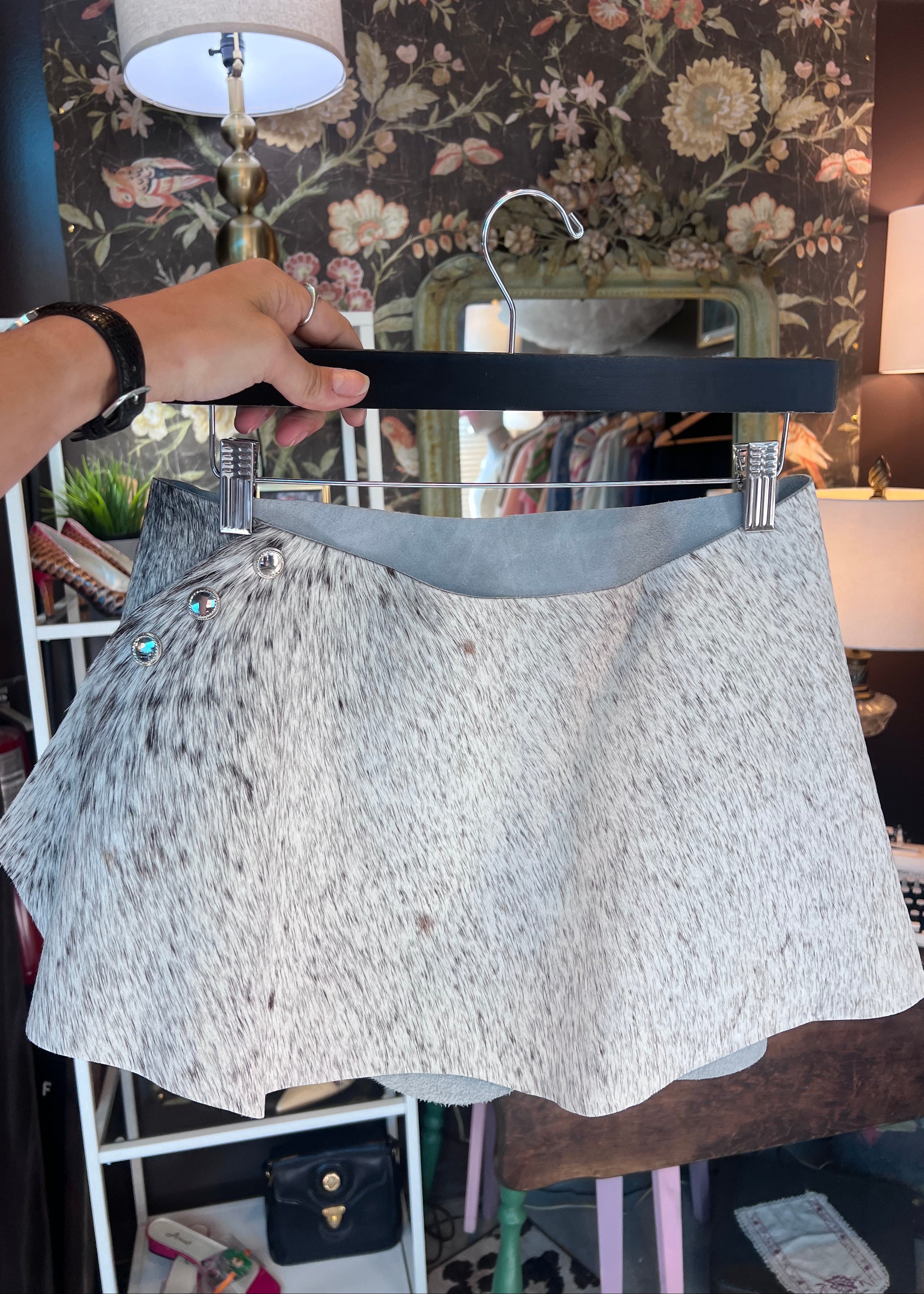 Italian Cowhide Wrap Skirt Pebbled