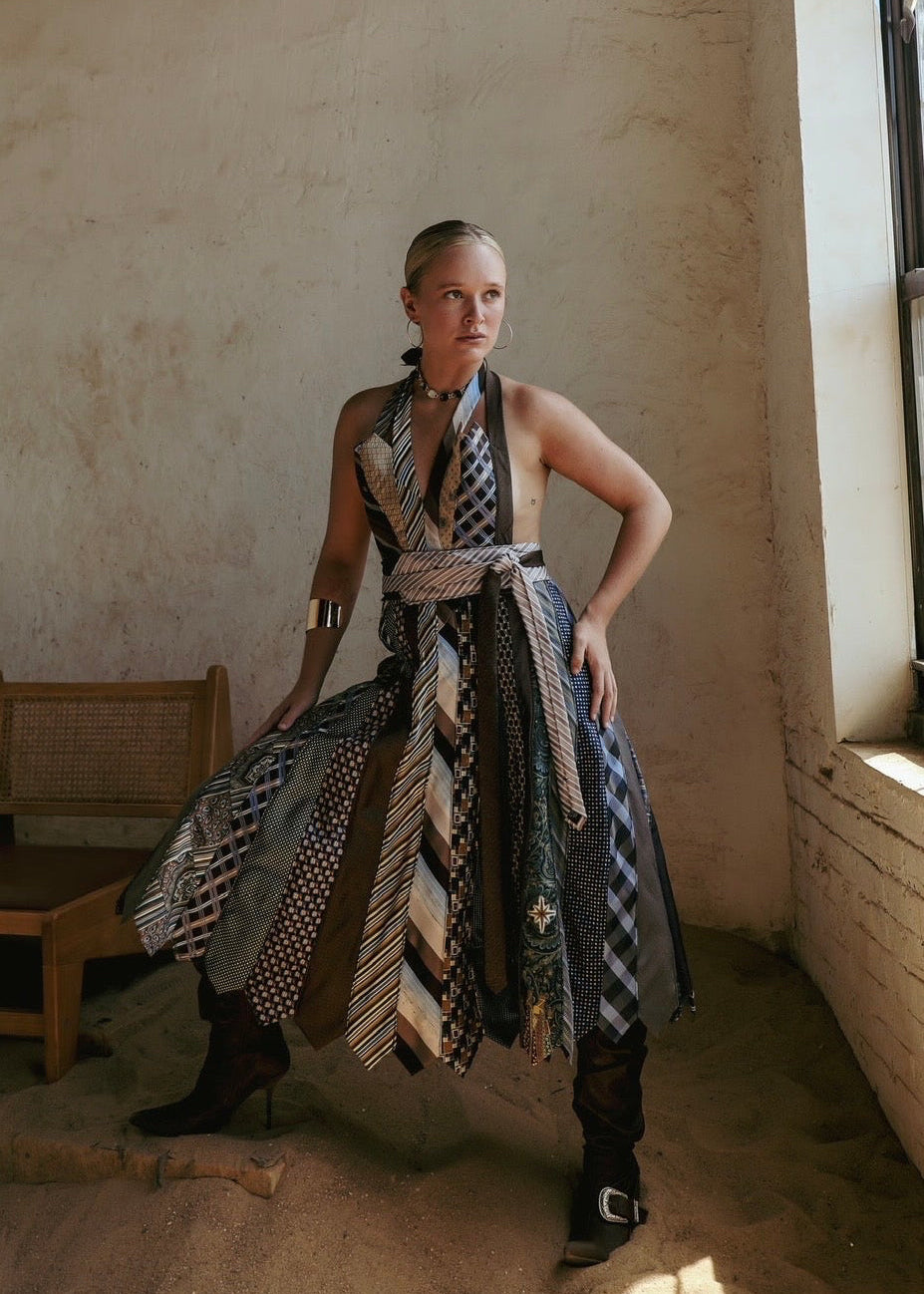 Tie Halter Midi Dress