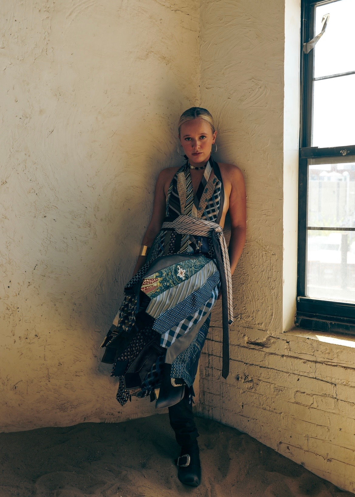 Tie Halter Midi Dress