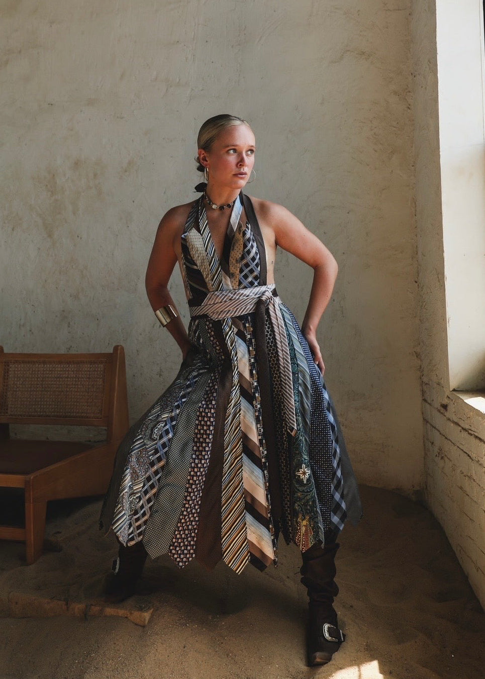 Tie Halter Midi Dress