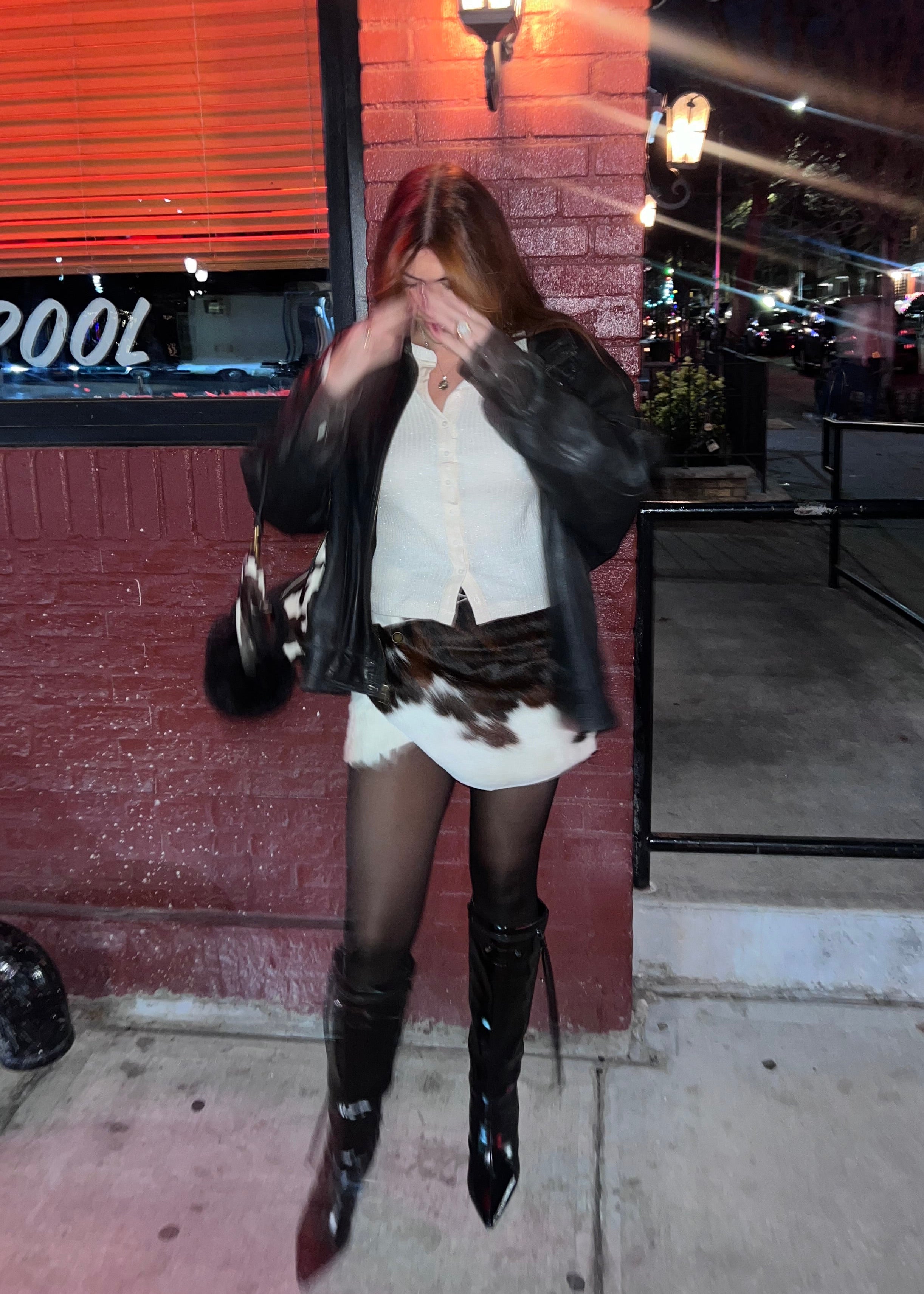 Italian Cowhide Wrap Skirt Tri-color