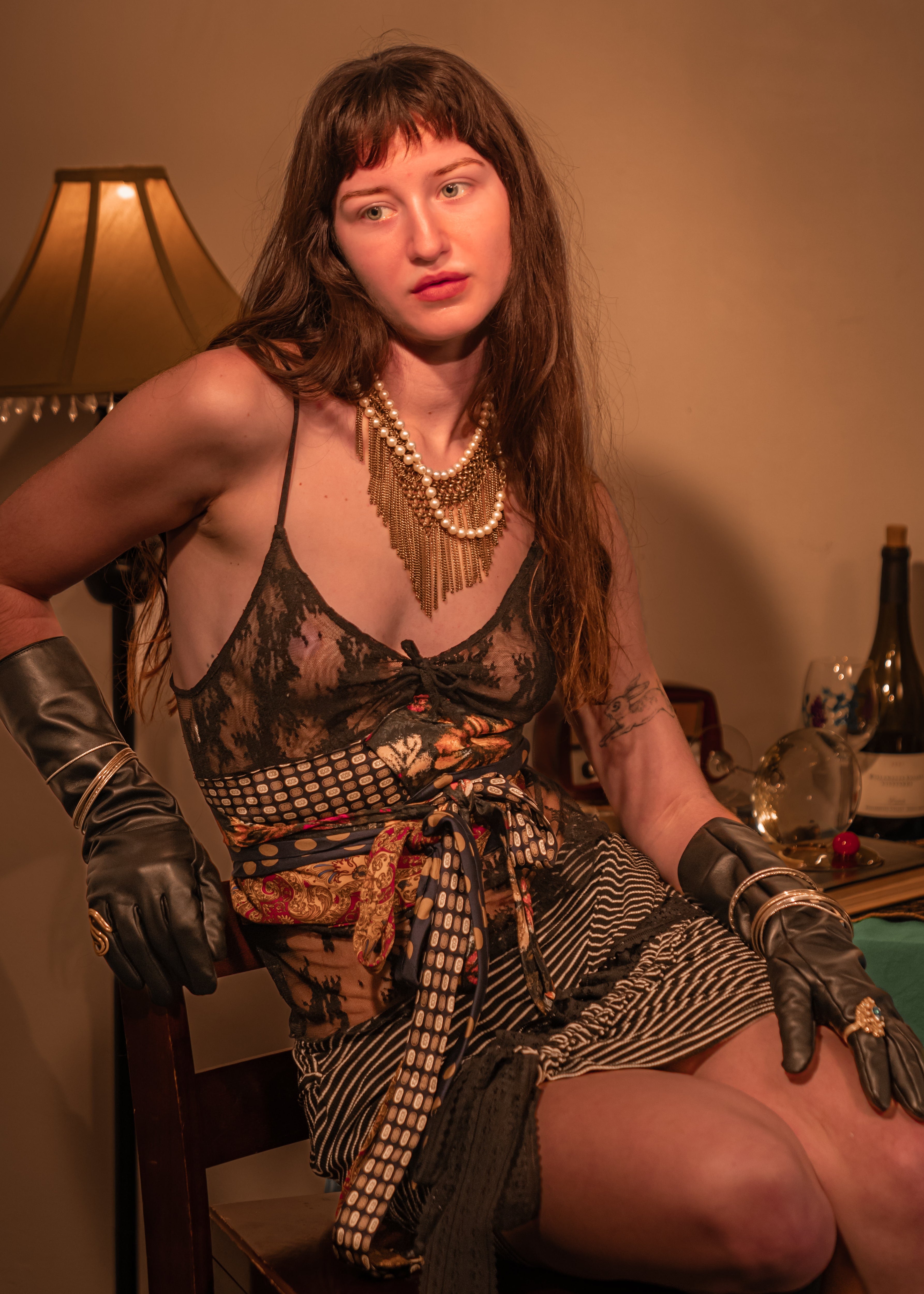 Stripe Ruched Knit Skirt